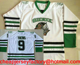 Men's North Dakota Fighting Sioux #9 Jonathan Toews White Stitched College Ice Hockey Jersey