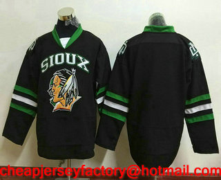 Men's North Dakota Fighting Sioux Blank Black Stitched College Ice Hockey Jersey
