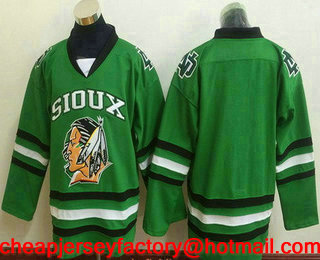 Men's North Dakota Fighting Sioux Blank Green Stitched College Ice Hockey Jersey