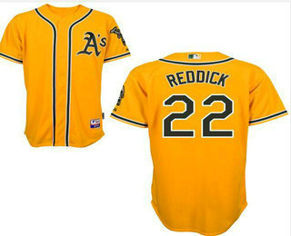 Men's Oakland Athletics #22 Josh Reddick Yellow Stitched Baseball Jersey