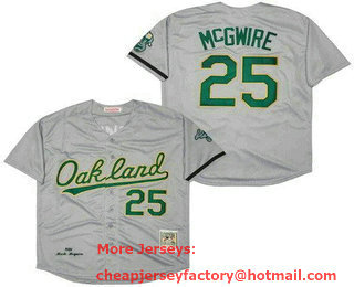 Men's Oakland Athletics #25 Mark McGwire Gray 1989 Memorial Throwback Jersey