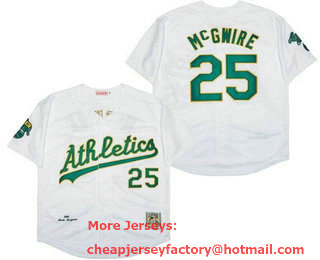 Men's Oakland Athletics #25 Mark McGwire White 1989 Throwback Jersey