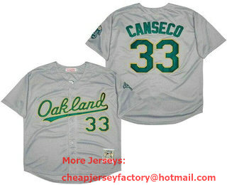 Men's Oakland Athletics #33 Jose Canseco Gray Throwback Jersey
