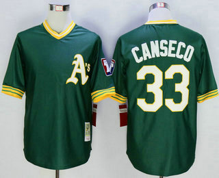 Men's Oakland Athletics #33 Jose Canseco Green Pullover Mitchell & Ness Throwback Jersey