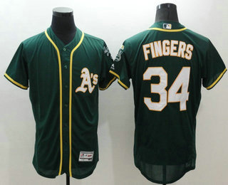 Men's Oakland Athletics #34 Rollie Fingers Retired Green 2016 Flexbase Baseball Jersey