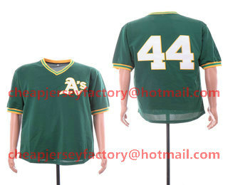 Men's Oakland Athletics #44 Reggie Jackson Green Mesh Batting Practice Throwback Jersey By Mitchell & Ness