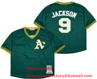 Men's Oakland Athletics #9 Reggie Jackson Green 1974 Throwback Jersey