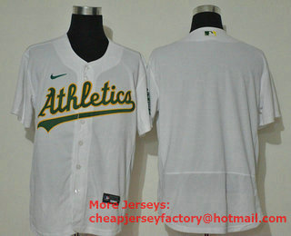 Men's Oakland Athletics Blank White Stitched Stitched MLB Flex Base Nike Jersey