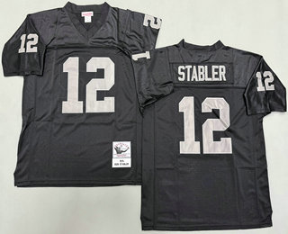 Men's Oakland Raiders #12 Kenny Stabler Black 1976 Throwback Jersey