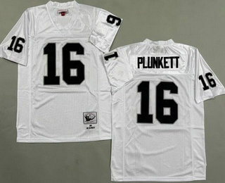 Men's Oakland Raiders #16 Jim Plunkett White 1980 Throwback Jersey