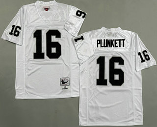 Men's Oakland Raiders #16 Jim Plunkett White Throwback Jersey