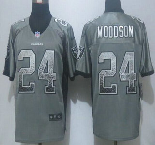 Men's Oakland Raiders #24 Charles Woodson Gray Drift Fashion NFL Nike Elite Jersey