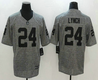 Men's Oakland Raiders #24 Marshawn Lynch Gray Gridiron Stitched NFL Nike Limited Jersey