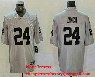 Men's Oakland Raiders #24 Marshawn Lynch Nike Grey Gridiron Vapor Limited Jersey