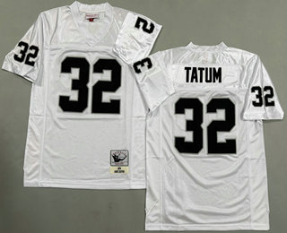 Men's Oakland Raiders #32 Jack Tatum White Throwback Jersey