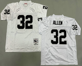 Men's Oakland Raiders #32 Marcus Allen White Throwback Jersey