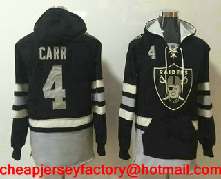 Men's Oakland Raiders #4 Derek Carr NEW Black Pocket Stitched NFL Pullover Hoodie