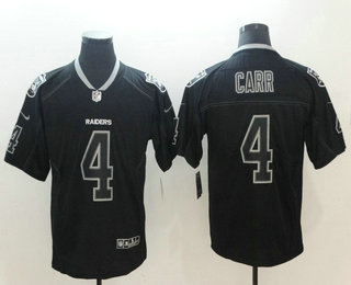 Men's Oakland Raiders #4 Derek Carr 2018 Black Lights Out Color Rush Stitched NFL Nike Limited Jersey