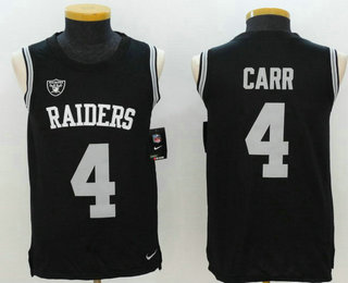 Men's Oakland Raiders #4 Derek Carr Black Color Rush 2017 Vest Stitched NFL Nike Tank Top Jersey