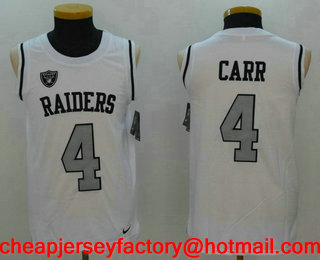 Men's Oakland Raiders #4 Derek Carr White Color Rush 2017 Vest Stitched NFL Nike Tank Top Jersey