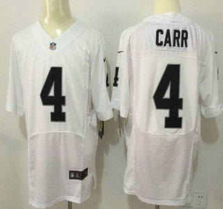 Men's Oakland Raiders #4 Derek Carr White Road 2015 NFL Nike Elite Jersey