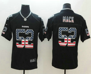 Men's Oakland Raiders #52 Khalil Mack 2018 USA Flag Fashion Black Color Rush Stitched Nike Limited Jersey