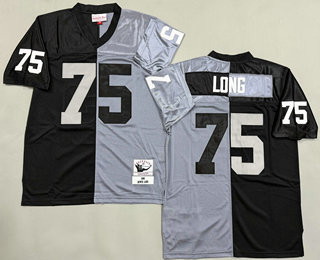Men's Oakland Raiders #75 Howie Long Black Gray Split 1988 Throwback Jersey