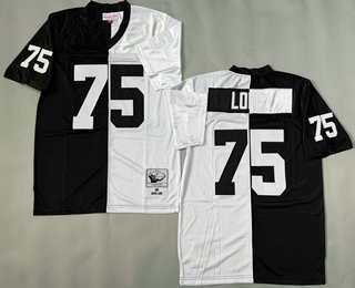 Men's Oakland Raiders #75 Howie Long Black White Split 1988 Throwback Jersey