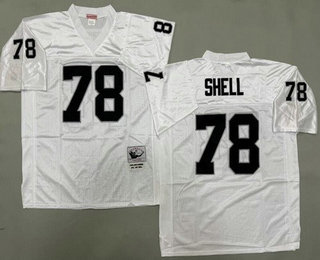 Men's Oakland Raiders #78 Art Shell White Throwback Jersey