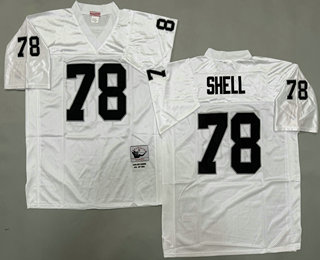 Men's Oakland Raiders #78 Art Shell White Throwback Jersey