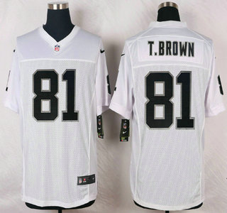 Men's Oakland Raiders #81 Tim Brown Nike White Elite Jersey