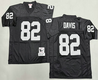 Men's Oakland Raiders #82 Al Davis Black Throwback Jersey
