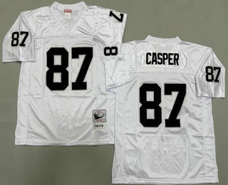 Men's Oakland Raiders #87 Dave Casper White 1974 Throwback Jersey