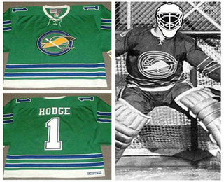 Men's Oakland Seals #1 CHARLIE HODGE 1967 CCM Vintage Throwback Home Green Jersey