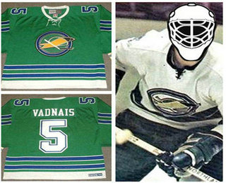 Men's Oakland Seals #5 carol vadnais1968 CCM Vintage Throwback Home Green Jersey