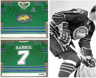 Men's Oakland Seals #7 BILLY HARRIS 1967 CCM Vintage Throwback Home Green Jersey