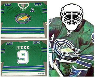 Men's Oakland Seals #9 BILL HICKE 1967 CCM Vintage Throwback Home Green Jersey