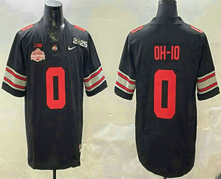 Men's Ohio State Buckeyes #0 OH IO Limited Black 2025 National Champions College Football Jersey