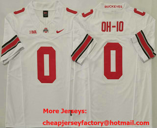 Men's Ohio State Buckeyes #0 OH IO Limited White FUSE College Football Jersey