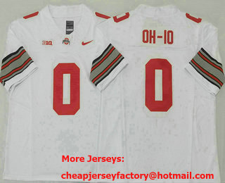 Men's Ohio State Buckeyes #0 OH IO White FUSE College Football Jersey