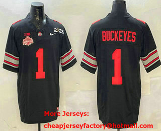 Men's Ohio State Buckeyes #1 Buckeyes Black 2025 National Champions College Football Jersey
