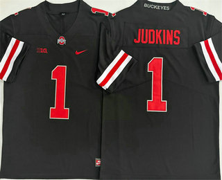 Men's Ohio State Buckeyes #1 Quinshon Judkins Black College Football Jersey