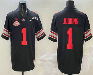 Men's Ohio State Buckeyes #1 Quinshon Judkins Limited Black 2025 National Champions College Football Jersey
