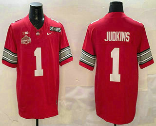 Men's Ohio State Buckeyes #1 Quinshon Judkins Limited Red 2025 National Champions College Football Jersey