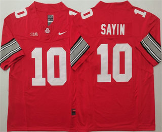Men's Ohio State Buckeyes #10 Julian Sayin Red FUSE College Football Jersey