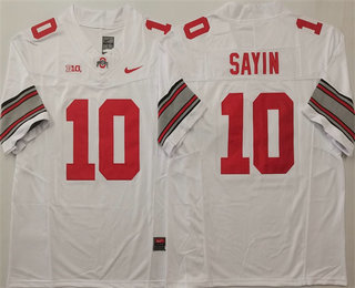 Men's Ohio State Buckeyes #10 Julian Sayin White 2025 FUSE College Football Jersey