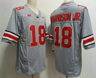 Men's Ohio State Buckeyes #18 Marvin Harrison Jr Gray FUSE College Football Jersey