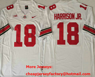 Men's Ohio State Buckeyes #18 Marvin Harrison Jr White FUSE College Football Jersey