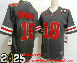 Men's Ohio State Buckeyes #18 Will Howard Black 2025 Finals College Football Jersey