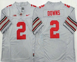 Men's Ohio State Buckeyes #2 Caleb Downs Grey FUSE College Football Jersey